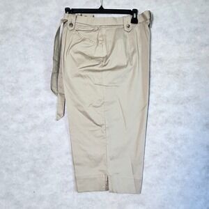 White‎ Stag Womens Beige Stretch Capri Pants with Tie Belt Size 12 Average